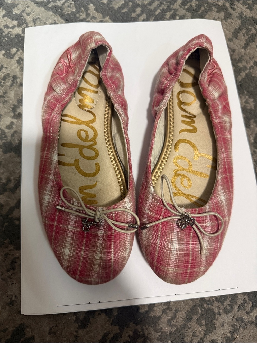 Sam Edelman Pink Plaid Ballet Flats with Bow Detail Y2K